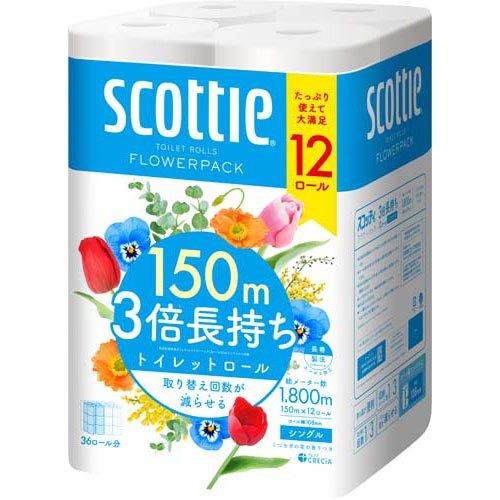 スコッティ フラワーパック 3倍長持ち トイレットペーパー シングル(12ロール) 4901750140120