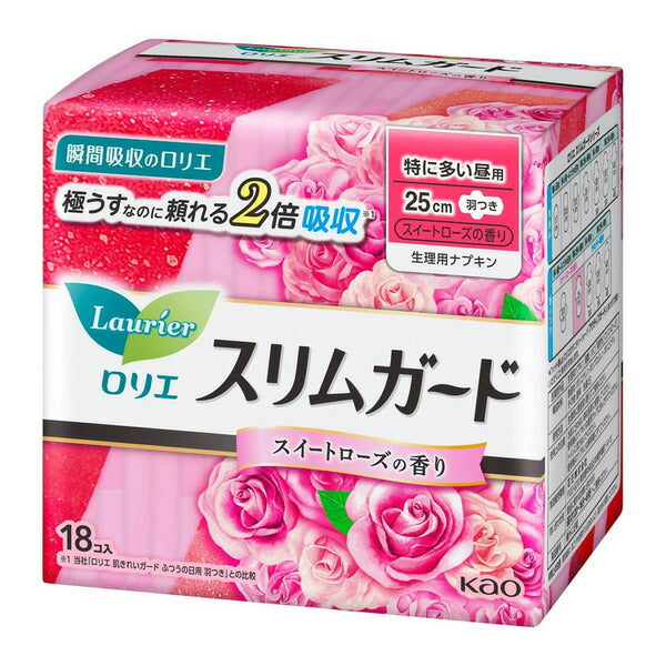 花王 ロリエスリムガード スイートローズの香り 特に多い昼用 羽つき 18コ入 4901301306326