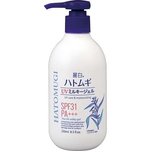 熊野油脂 麗白 ハトムギ UVミルキージェル SPF31 PA+++ ポンプタイプ 250ml 4513574027732 -ko