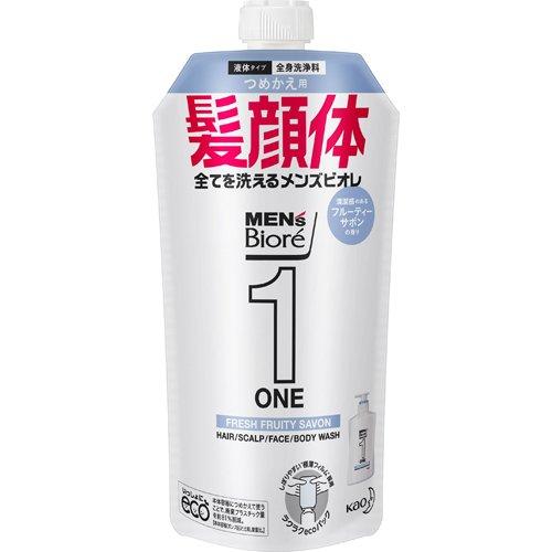 花王 メンズビオレONE オールインワン 全身洗浄料 清潔感のあるフルーティーサボンの香り 詰替え 340ml 4901301350138 髪 顔 体