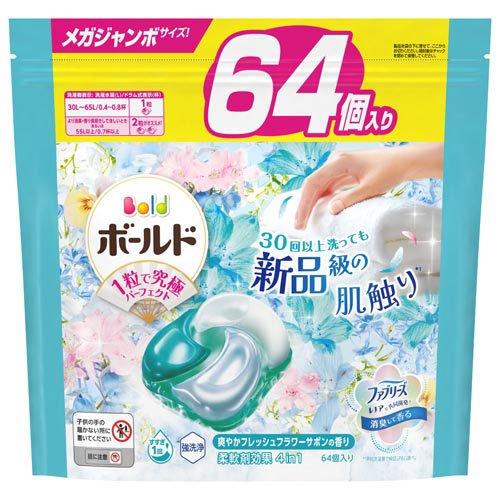 ボールド 洗濯洗剤 ジェルボール 4in1 フレッシュフラワーサボン 詰め替え メガジャン 64個入 4987176264718