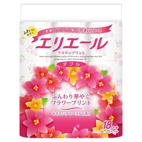 エリエール トイレットティシュー フラワープリント 18R ダブル 4902011700466