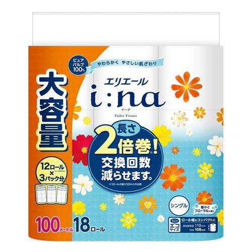 エリエールi:na(イーナ)トイレットティシュー18R(シングル) 4902011825749