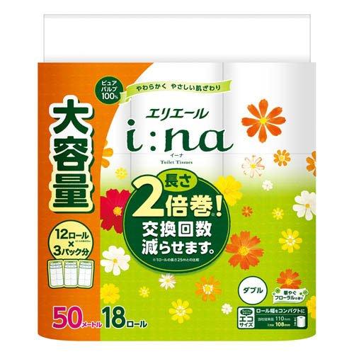 エリエールi:na(イーナ)トイレットティシュー18R(ダブル) 4902011825756