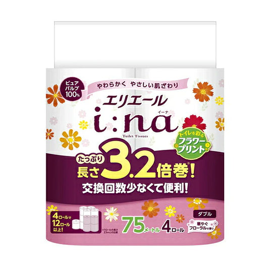 エリエールi:na(イーナ)トイレット3.2倍巻4R(ダブル)プリント 4902011825930