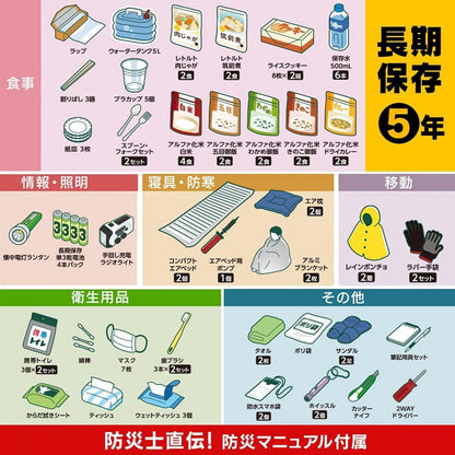 防災セット食品付き 2人用 67点 4967576557856