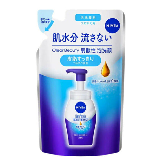 メール便 ニベアクリアビューティー弱酸性泡洗顔　皮脂すっきり　つめかえ用　130ml　花王　4901301411594