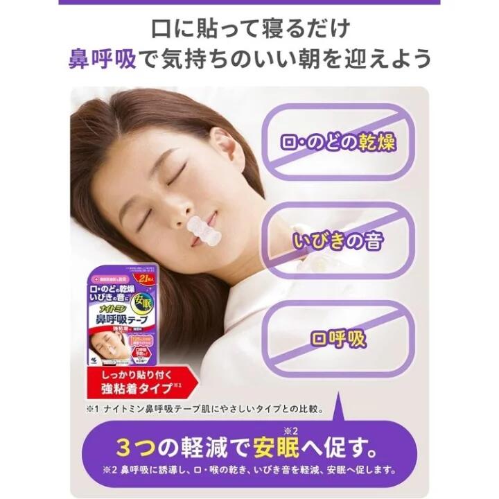 メール便 ナイトミン 鼻呼吸テープ アロマラベンダーの香り 21枚 睡眠 医療医推奨 4987072084410