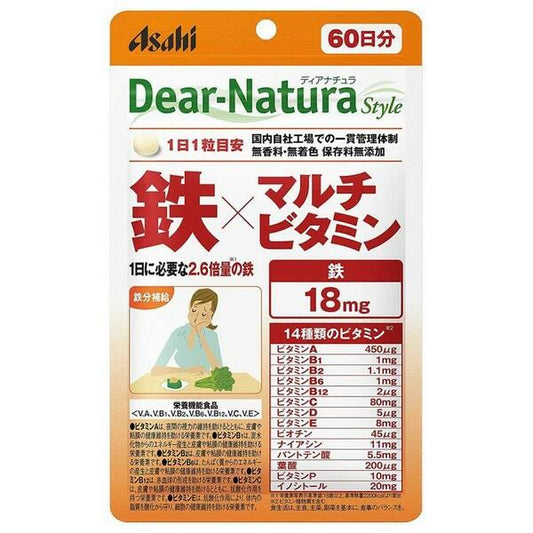 メール便 アサヒ ディアナチュラスタイル 鉄×マルチビタミン 60日分 60粒  4946842636938