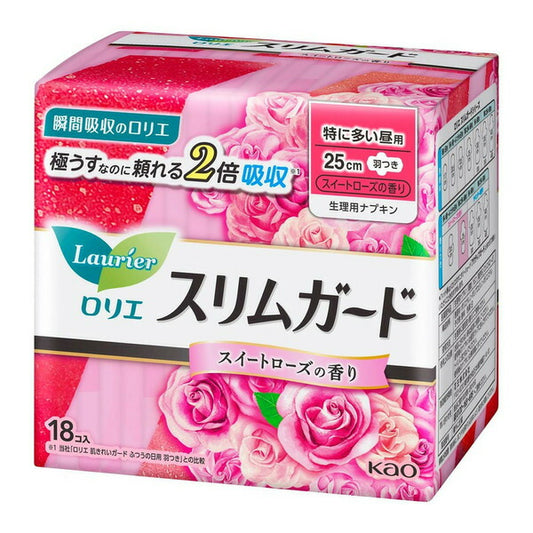 花王 ロリエスリムガード スイートローズの香り 特に多い昼用 羽つき 18コ入 4901301306326