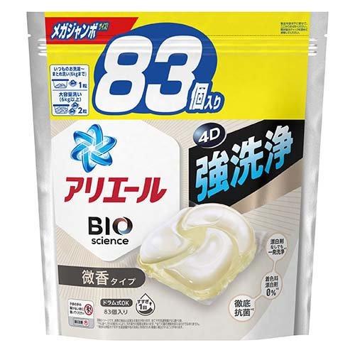 アリエール ジェルボール 4D 微香 つめかえ メガジャンボサイズ 83個 4987176194398 洗濯 洗剤 除菌 消臭