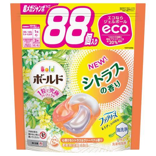 ボールド ジェルボール4D シトラス＆ヴァーベナ 詰替 超メガジャンボ(88個入)4987176212887 洗濯 洗剤 除菌 消臭