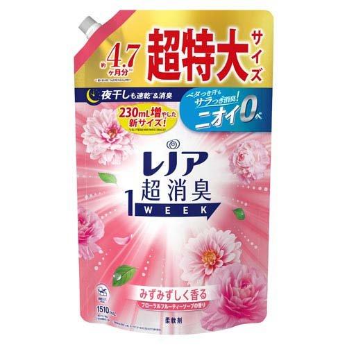 レノア 超消臭1WEEK 柔軟剤 フローラルフルーティーソープ 詰め替え 超特大 1510mL 4987176255501