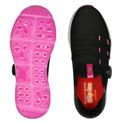 スケッチャーズ SKECHERS レディース ゴルフシューズ ゴーゴルフ エリート 5 スリップイン 123062 /幅:3E 防水 スリッポン BKPK-ブラック/ピンク